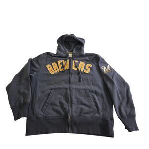 Milwaukee Brewers MLB Baseball Retro  Zip Up Large Blue Sweatshirt